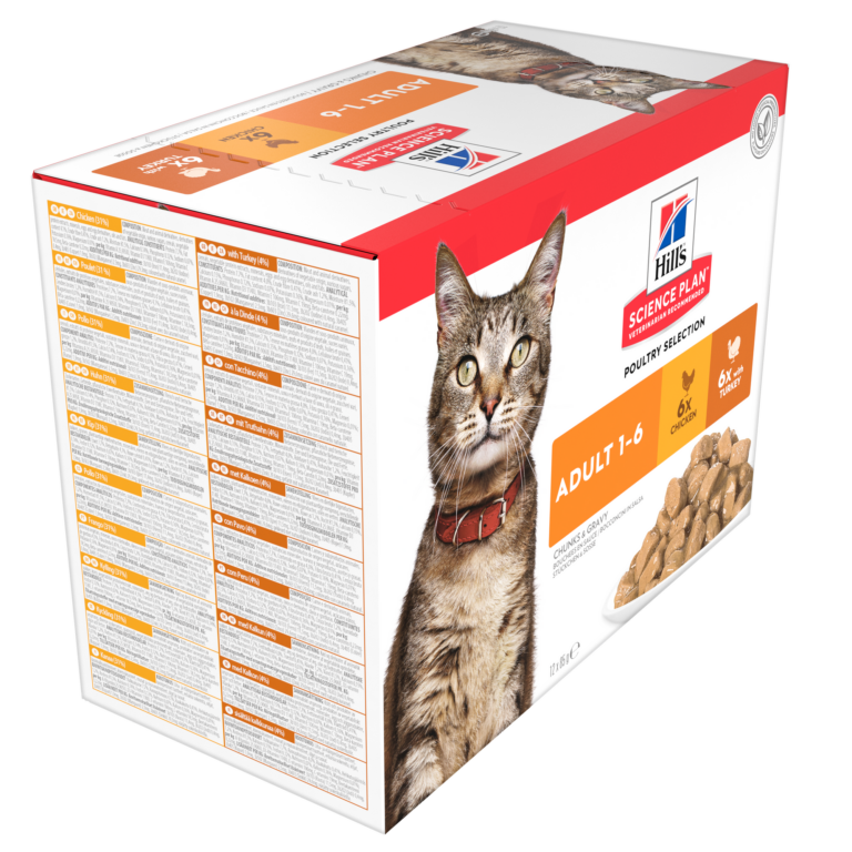 Hill’s Science Plan Adult Wet Cat Food Multipack with Turkey, Chicken Pouches (12x85g)