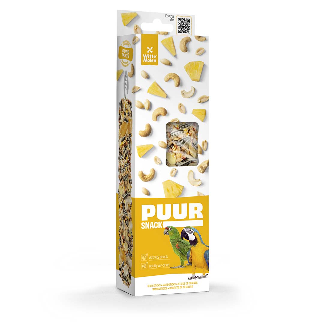 Witte Molen Puur Sticks With Peanut & Pineapple For Parrot -[Weight - 170g]