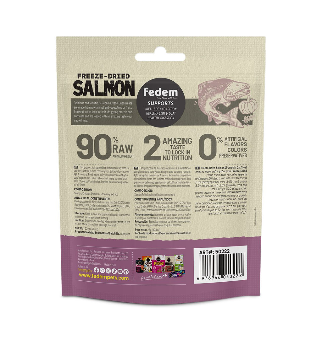 Fedem Freeze-Dried Cat Treat – Salmon & Pumpkin 22g