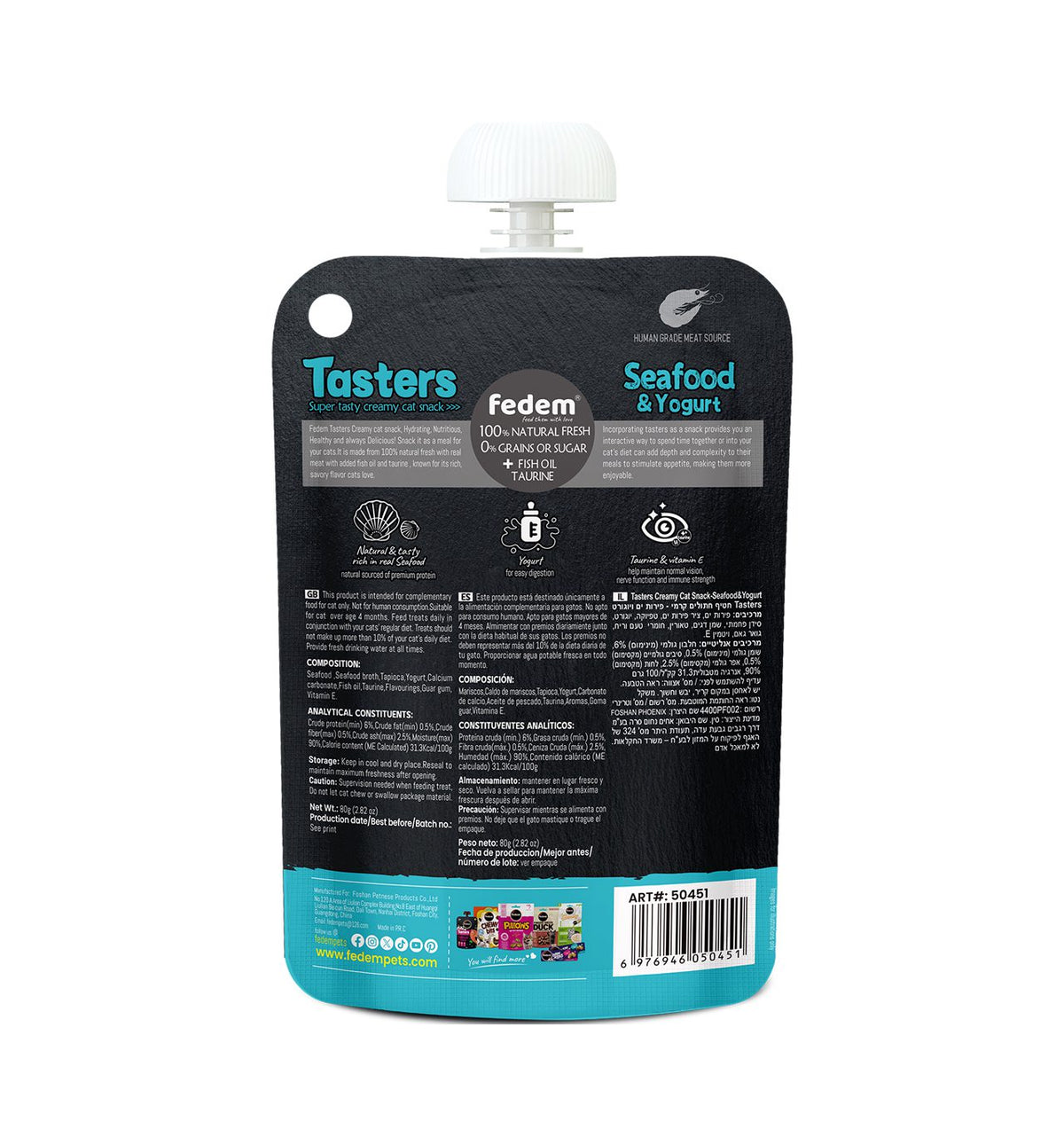 Fedem Tasters Creamy Cat Snack – Seafood &amp; Yogurt 80g