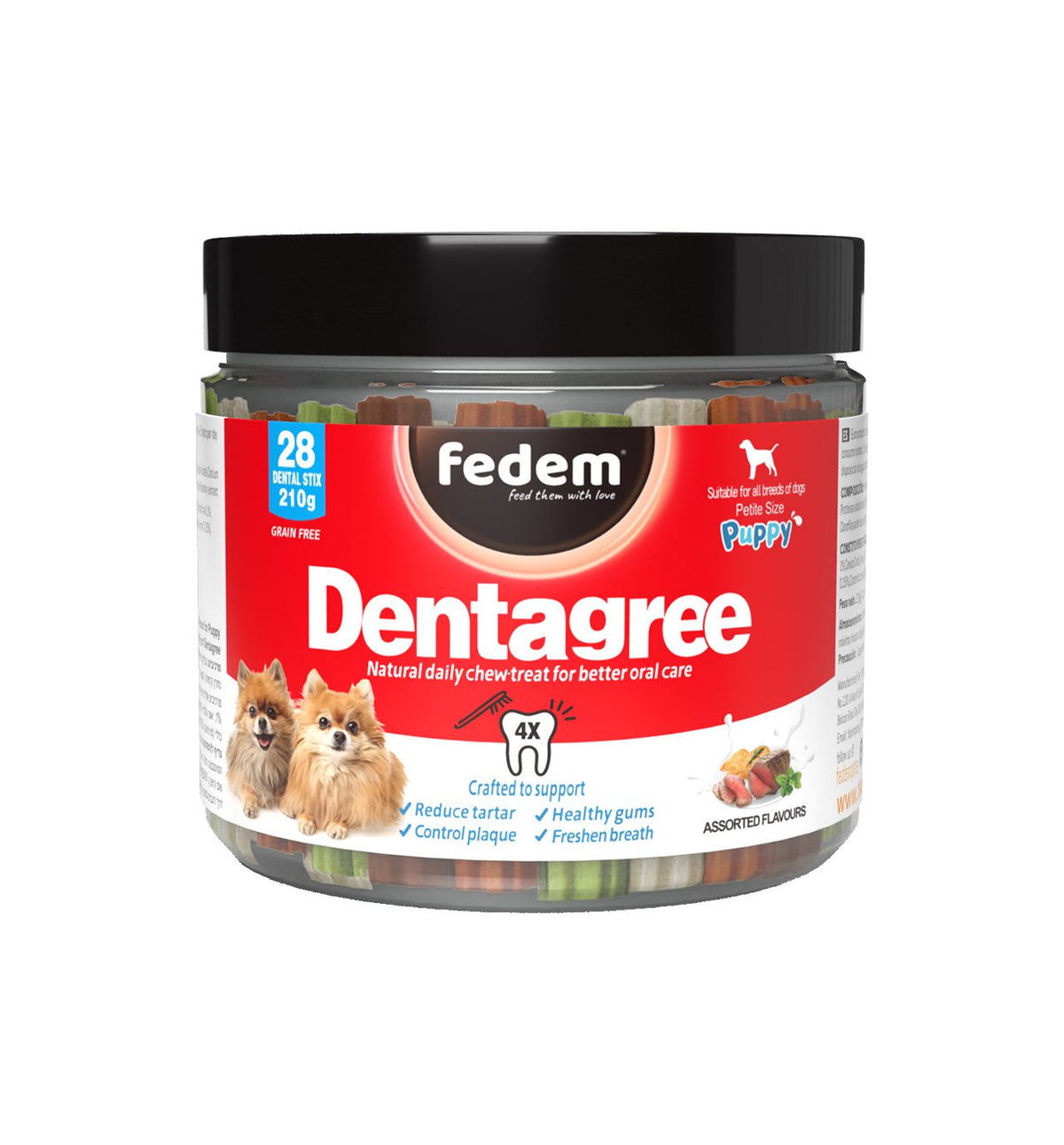 Fedem Dentagree Petite Dental Stix for Puppy – Assorted Flavours 210g (28pcs)