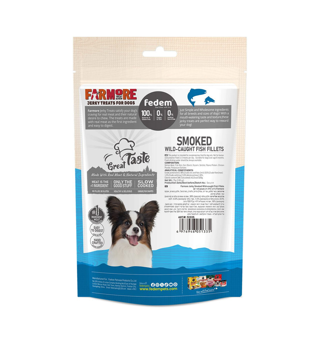 Fedem Farmore Jerky for Dogs – Smoked Wild-Caught Fish Fillets 75g
