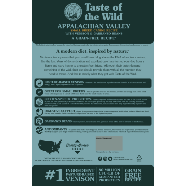 Taste of the Wild Appalachian Valley Small Breed with Venison and Garbanzo Beans High Protein Dry Dog Food