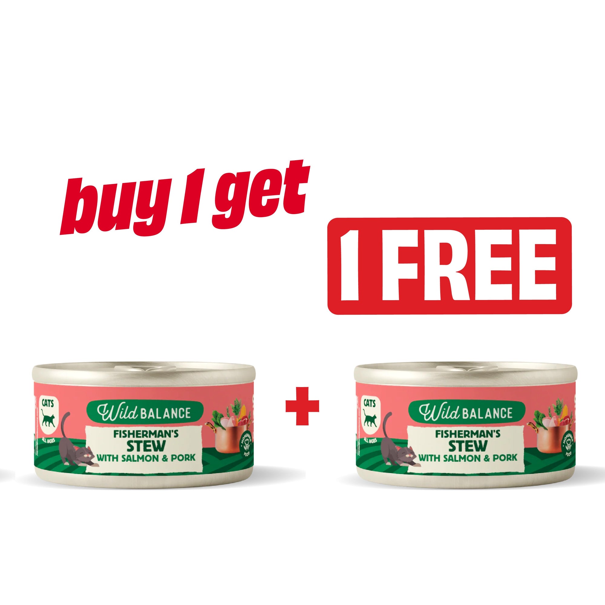 Buy 1 Get 1 Free - Wild Balance Fishermans Stew with Salmon & Pork Wet Cat Food 80G