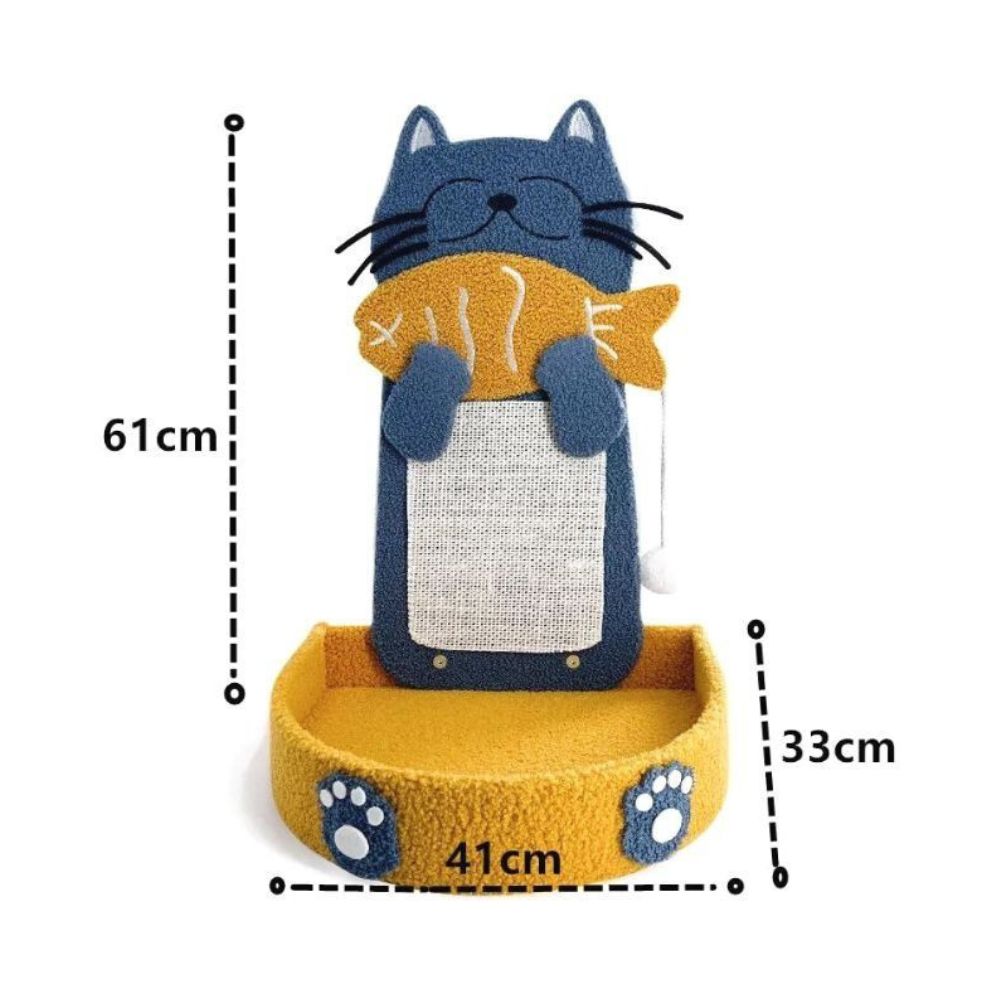 Cozy Paws Fish Shape Cat Scratching Board With Sisal Rope and Scratching Pad -41*33*62cm