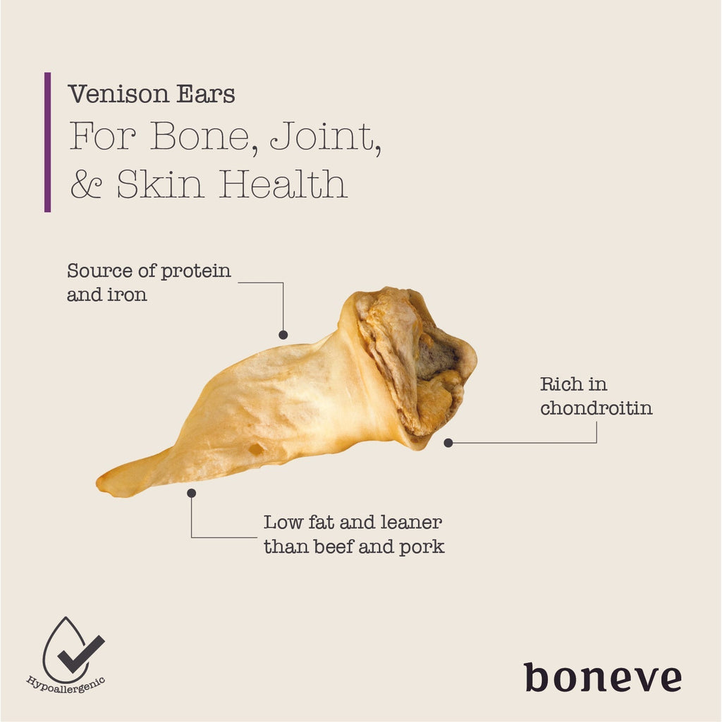 Boneve Air-Dried Free-Range Grass-Fed Venison Ear Dog Treat - 70G