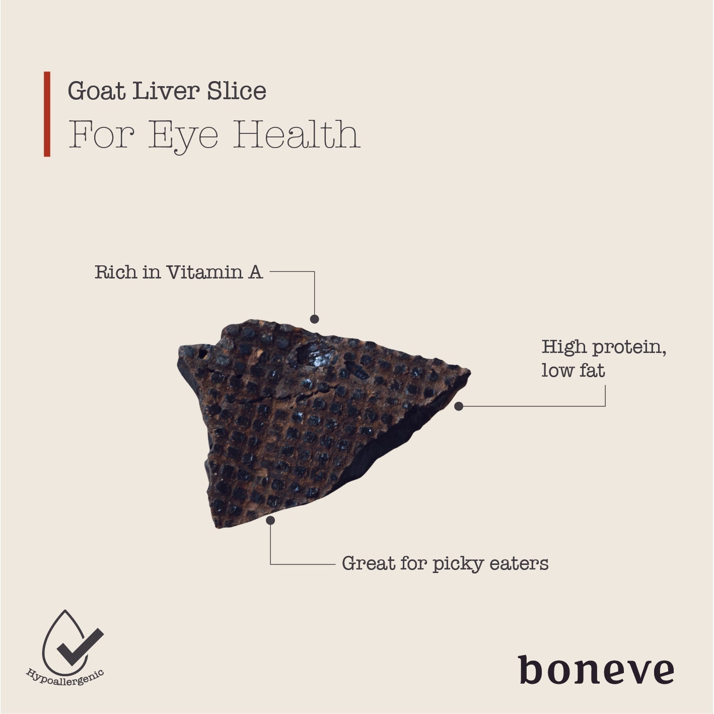 Boneve Air-Dried Free-Range Grass-Fed Goat Liver Slice Dog Treat - 120G