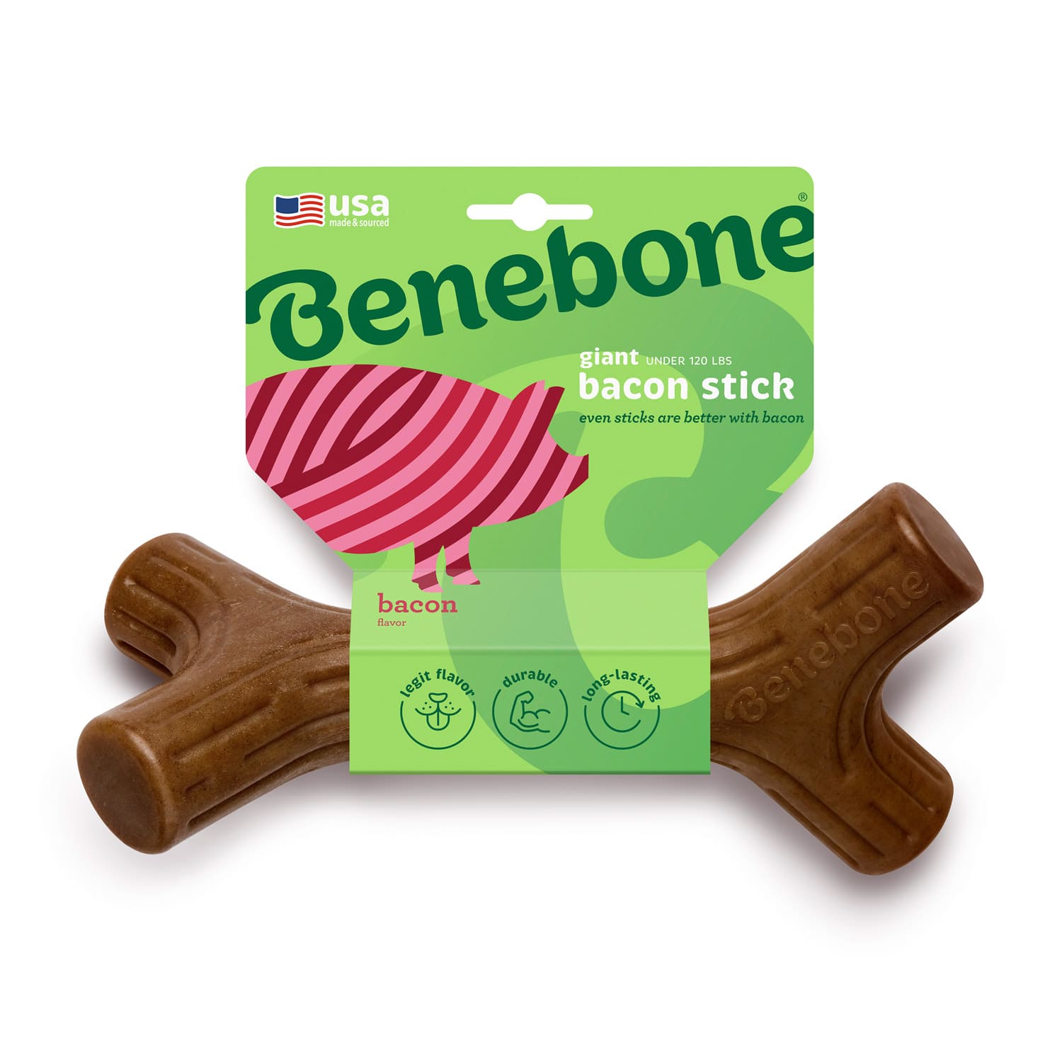 Benebone Bacon Stick Dog Chew Toy