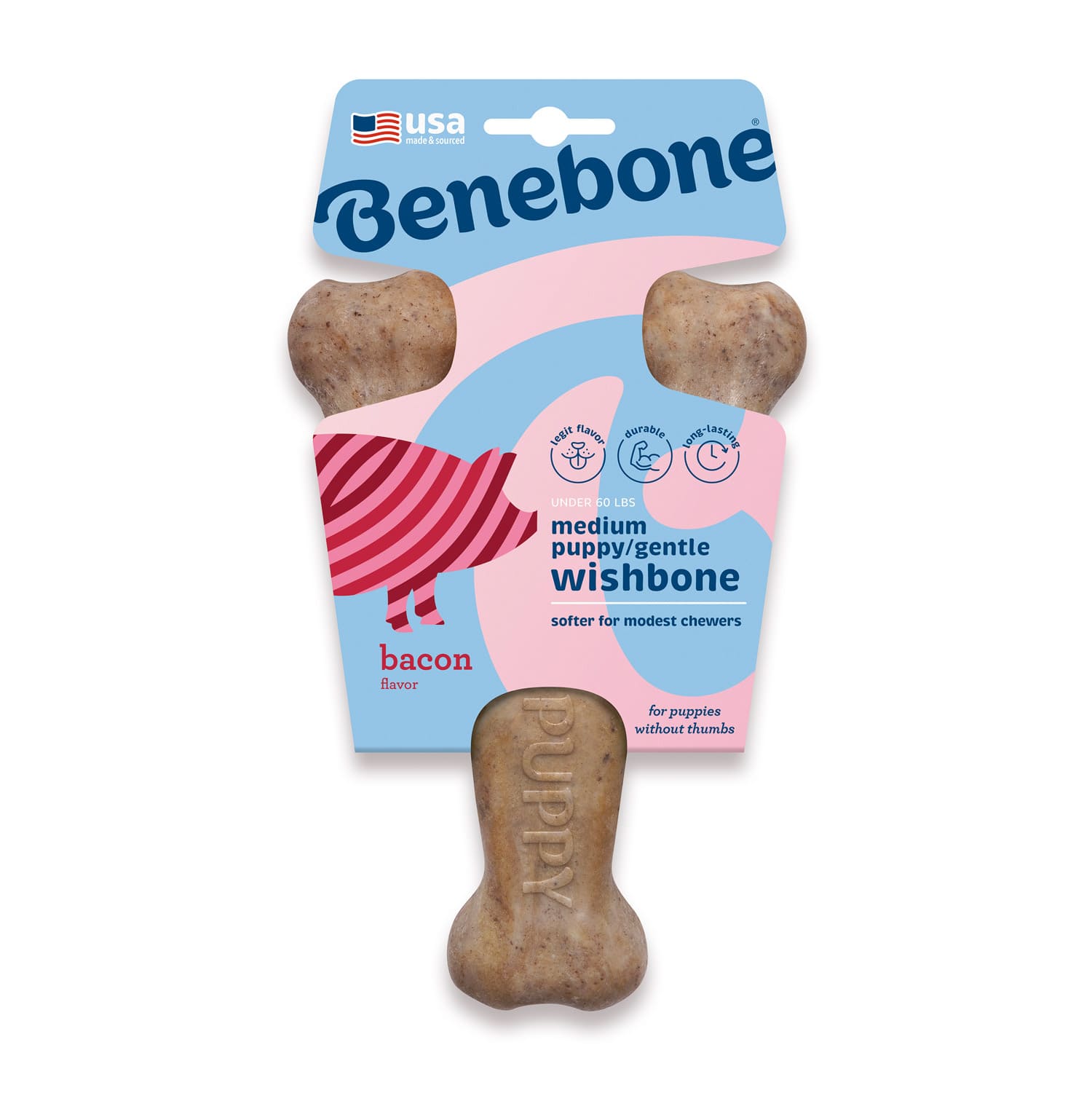 Benebone Puppy Wishbone Dog Chew Toy – Bacon
