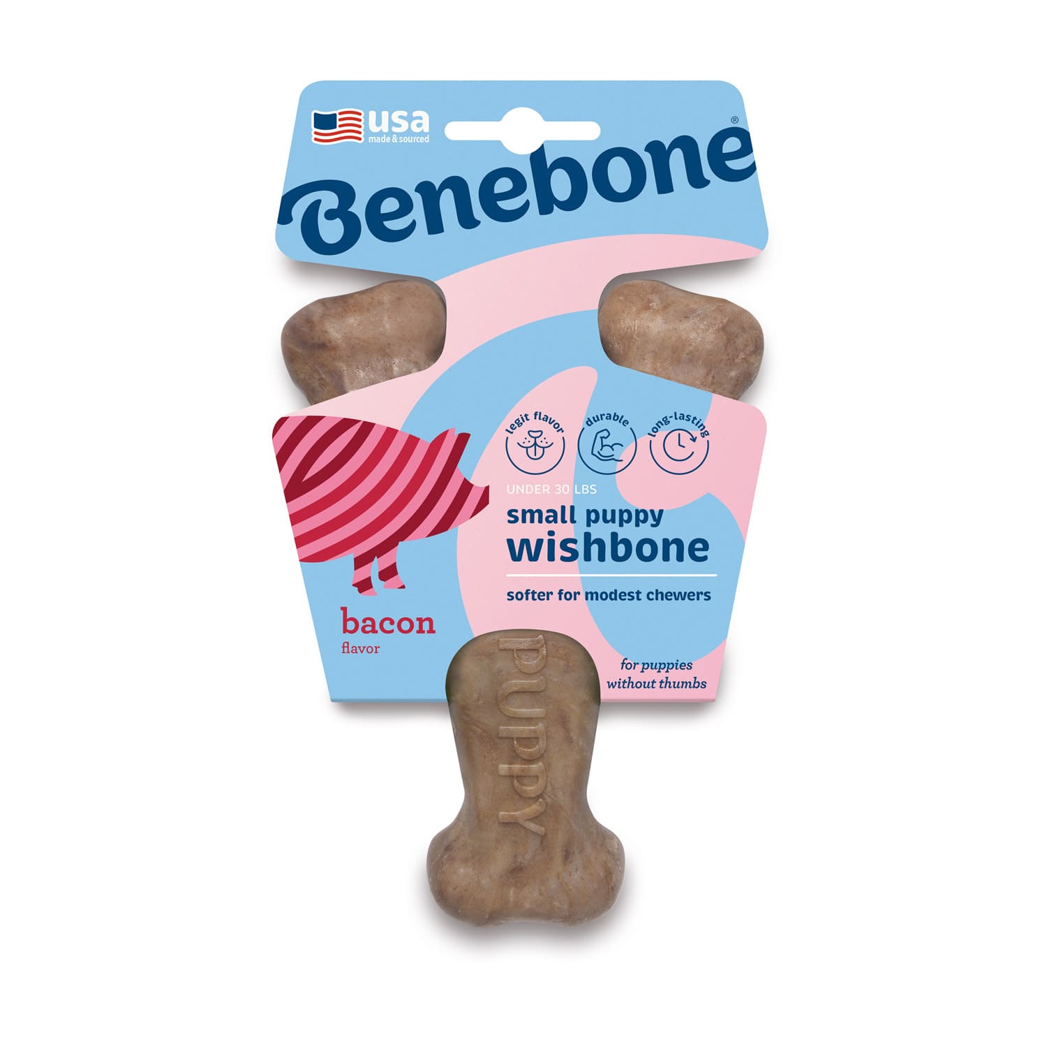Benebone Puppy Wishbone Dog Chew Toy – Bacon