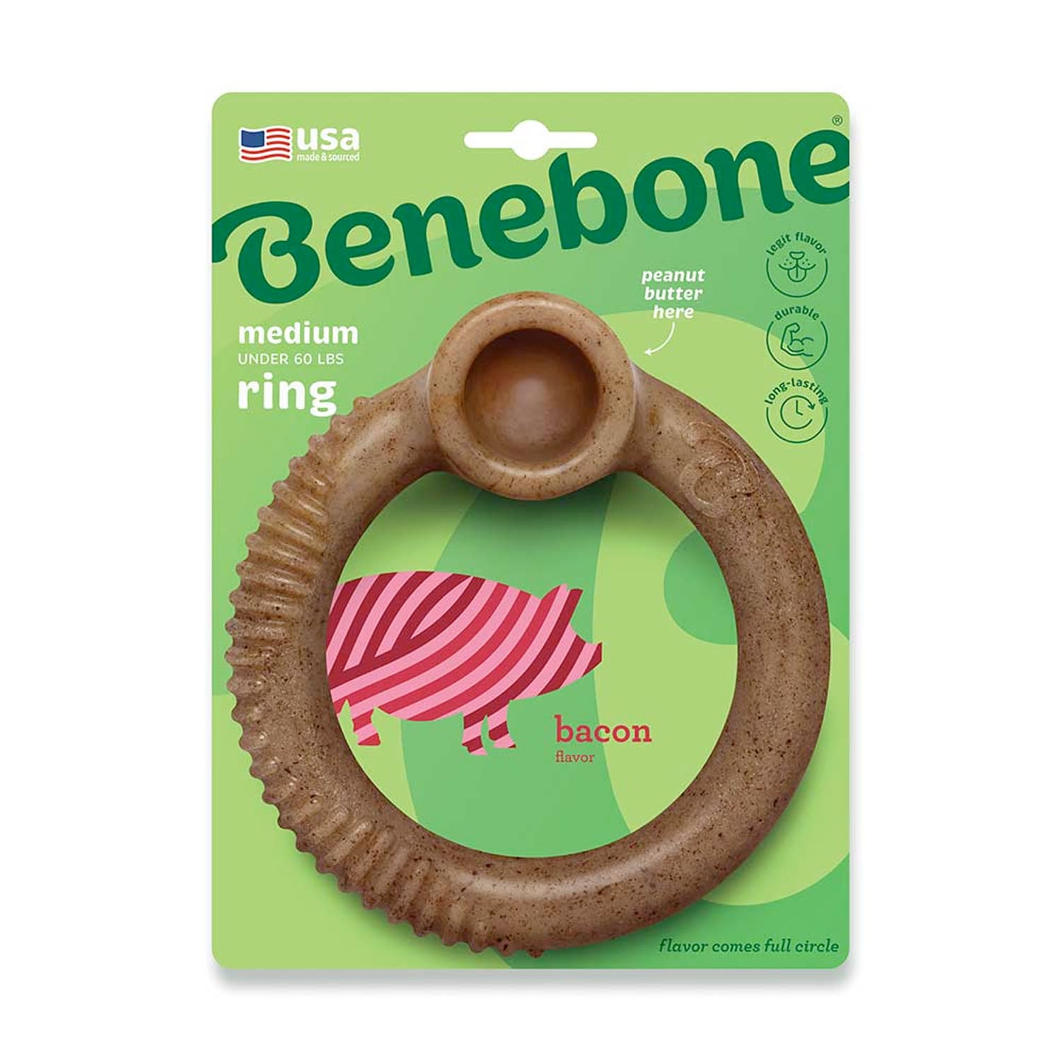 Benebone RING Dog Toy  Bacon