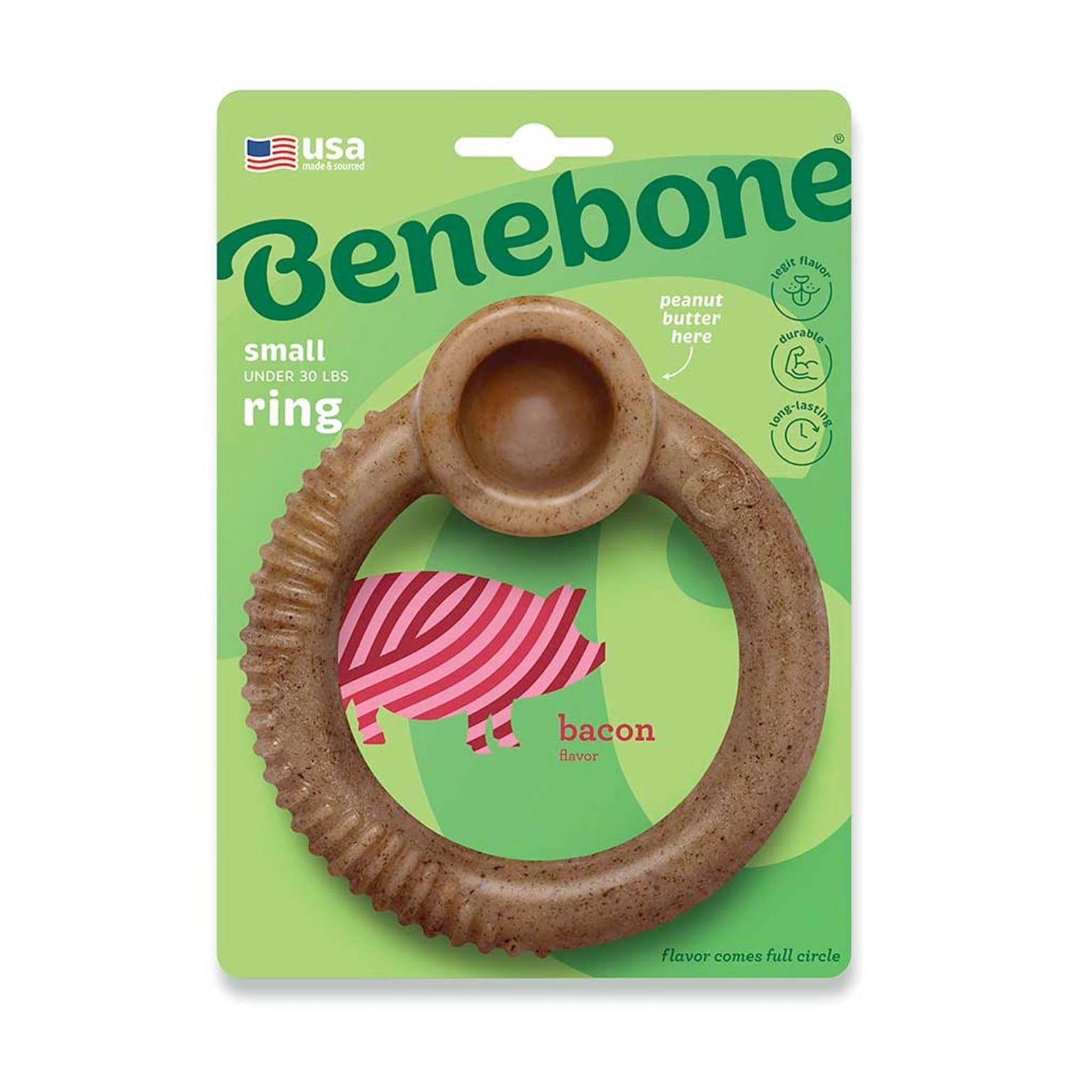 Benebone RING Dog Toy  Bacon