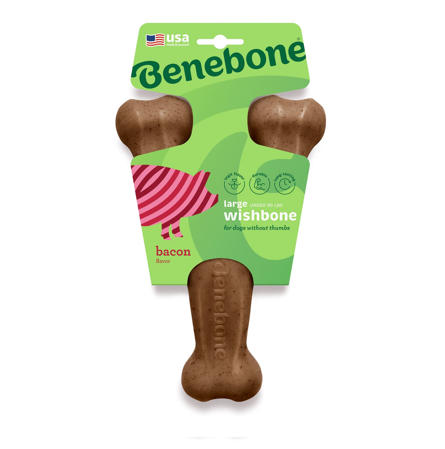Benebone Wishbone Dog Chew Toy – Bacon