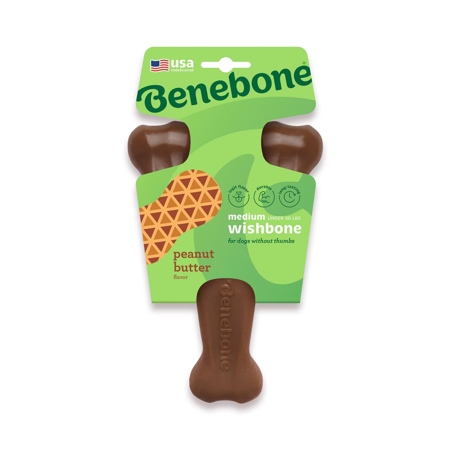Benebone Wishbone Dog Chew Toy  Peanut