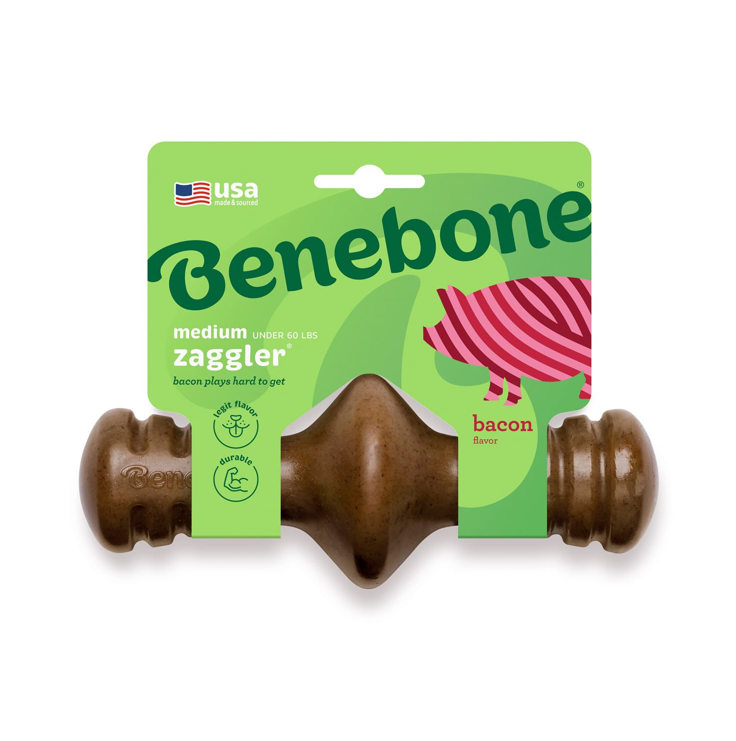 Benebone Zaggler Dog Chew Toy  Bacon