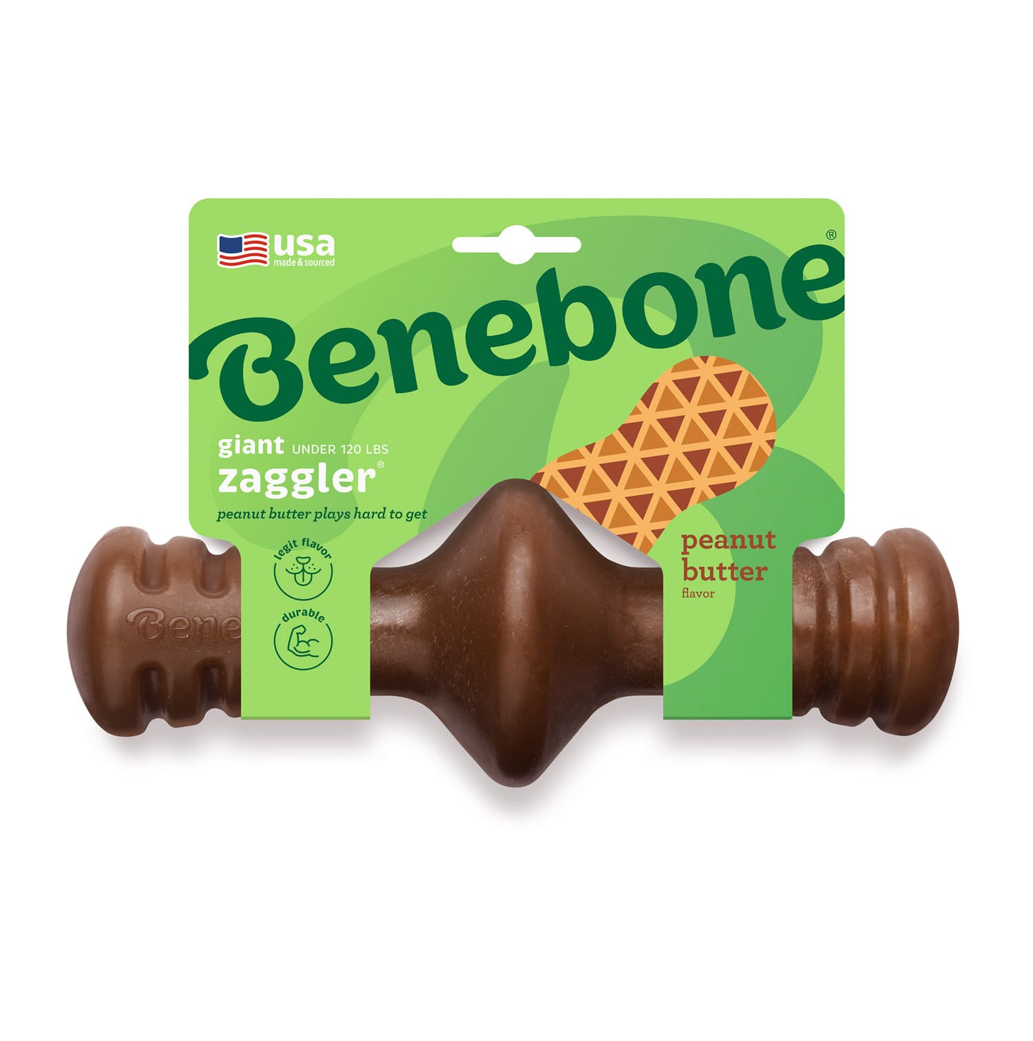 Benebone Zaggler Dog Chew Toy  Peanut