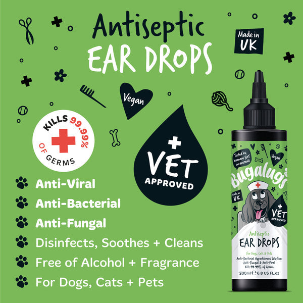 Bugalugs Antiseptic Ear & Eye Drops for Pets - 200ML