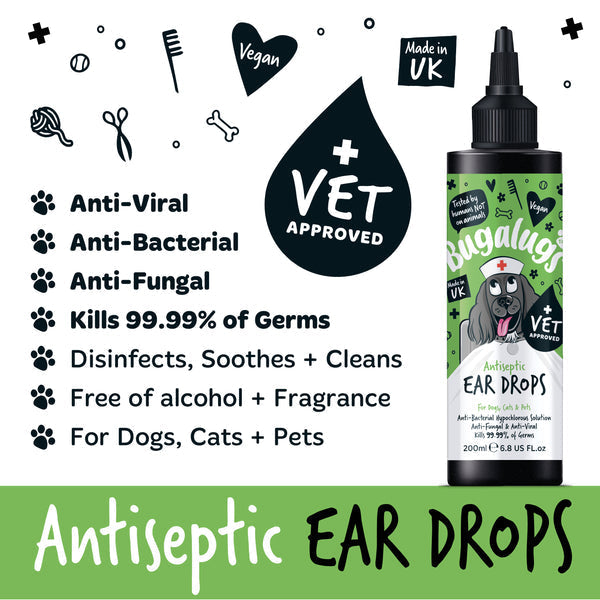 Bugalugs Antiseptic Ear & Eye Drops for Pets - 200ML