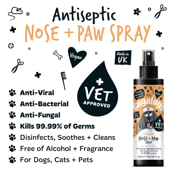 Bugalugs Antiseptic Paw & Nose Spray for Pets - 200ML