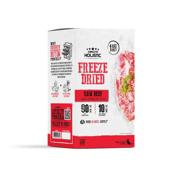 Absolute Holistic Freeze Dried Raw Beef Patty Dry Cat Food - 360G