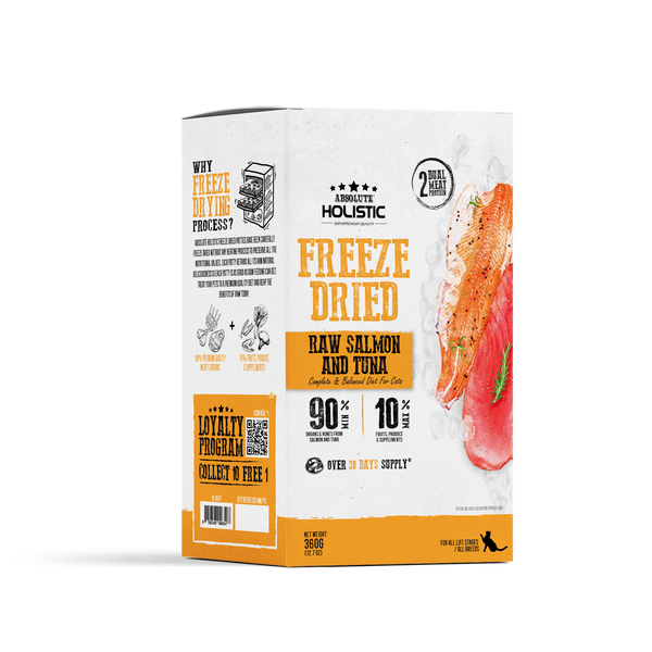 Absolute Holistic Freeze Dried Raw Salmon & Tuna Patty Dry Cat Food - 360G