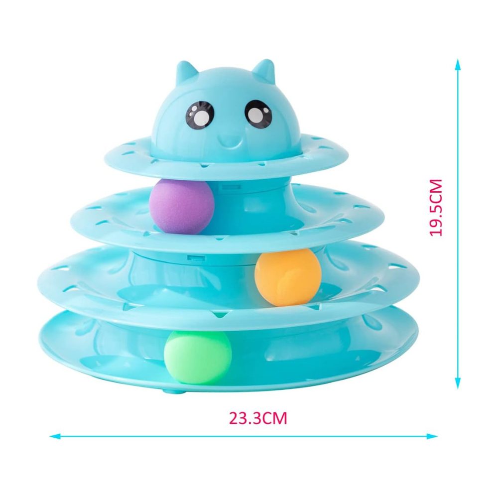 Cozy Paws Multi-Level Ball Track Cat Toy with Cartoon Face – Mixed Colors