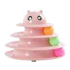 Cozy Paws Multi-Level Ball Track Cat Toy with Cartoon Face – Mixed Colors