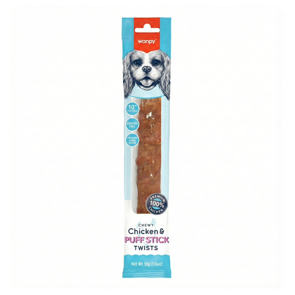 Wanpy Chewy 10″ Chicken & Puff Sticks Twists 70g