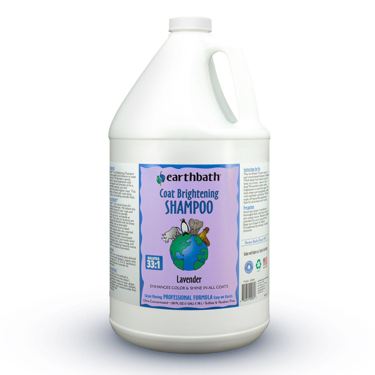 earthbath Coat Brightening Shampoo – Lavender, Made in USA, 128 oz (1 Gallon )