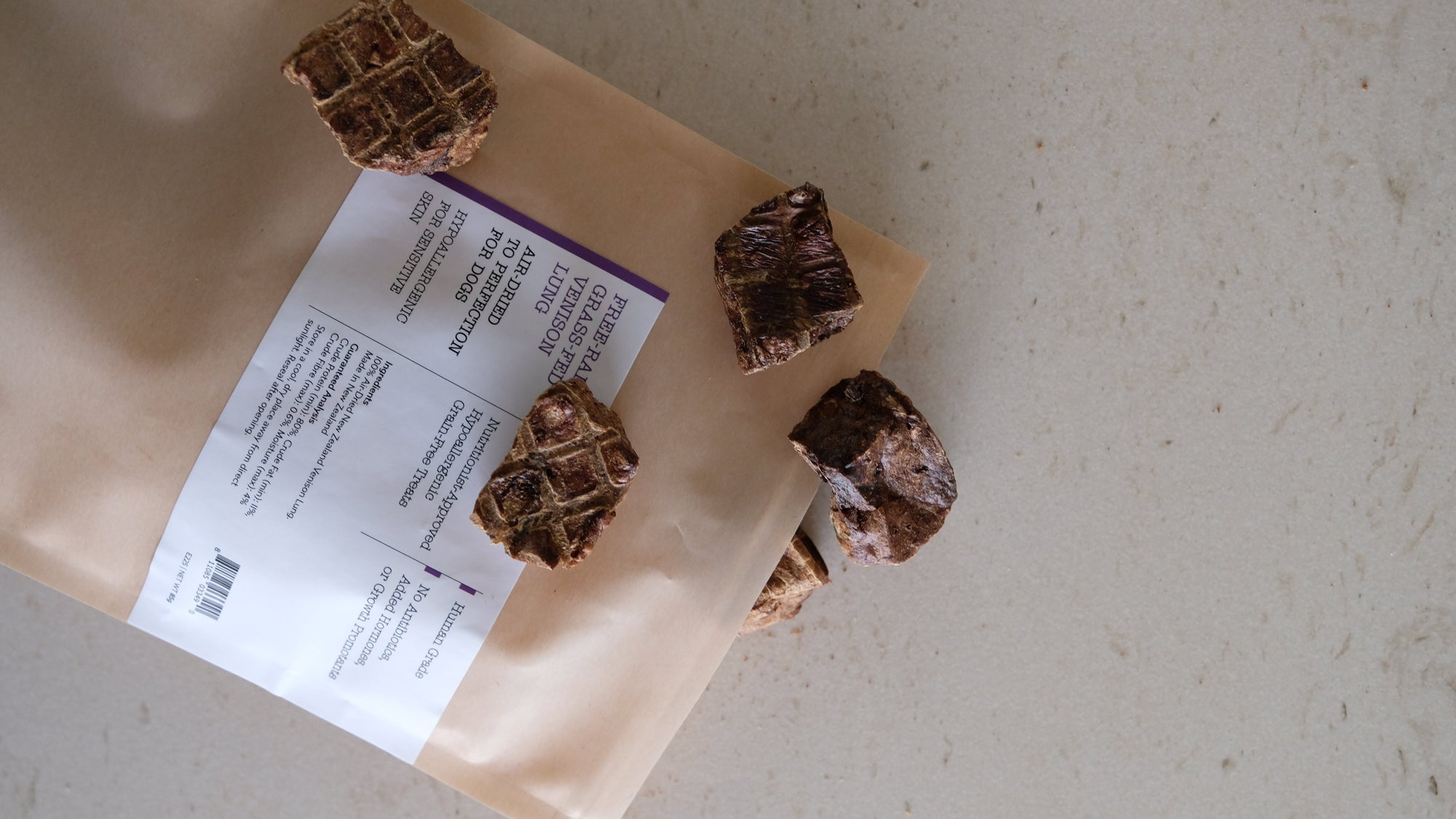 Boneve Air-Dried Free-Range Grass-Fed Venison Lung Dog Treat - 85G