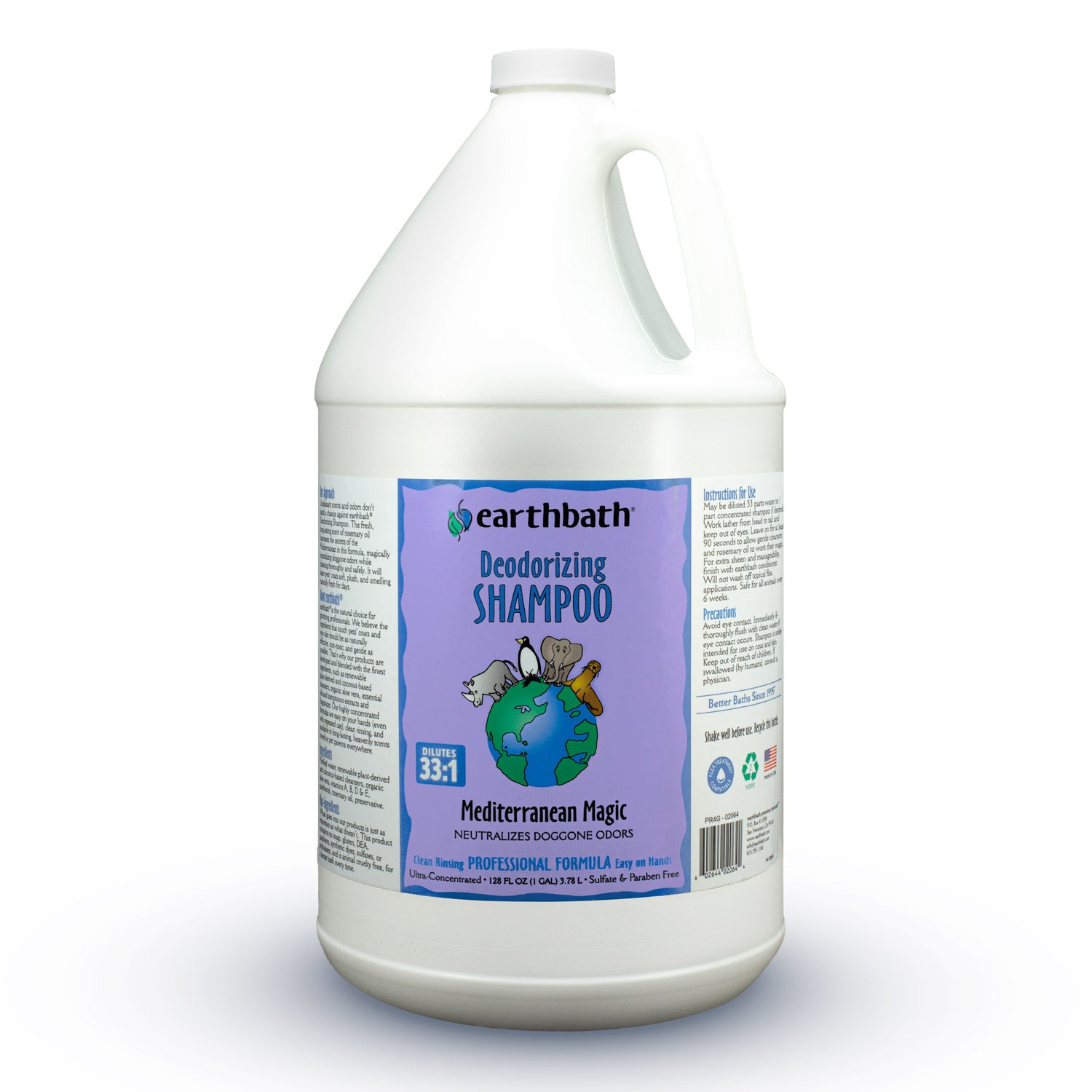 earthbath Deodorizing Shampoo – Mediterranean Magic, Made in USA, 128 oz (1 Gallon )