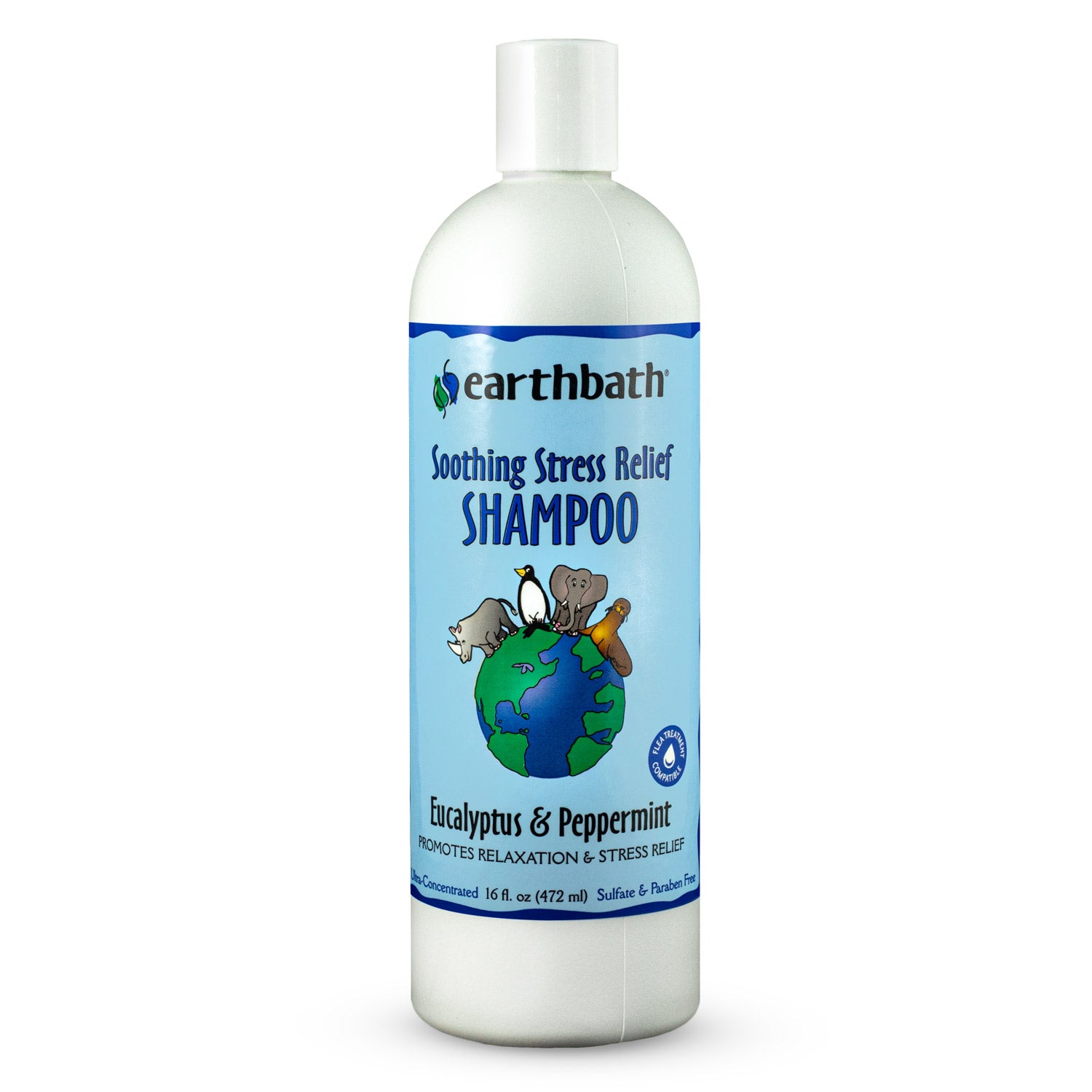 earthbath Soothing Stress Relief Shampoo, Eucalyptus & Peppermint, Promotes Relaxation & Stress Relief, Made in USA, 16 oz