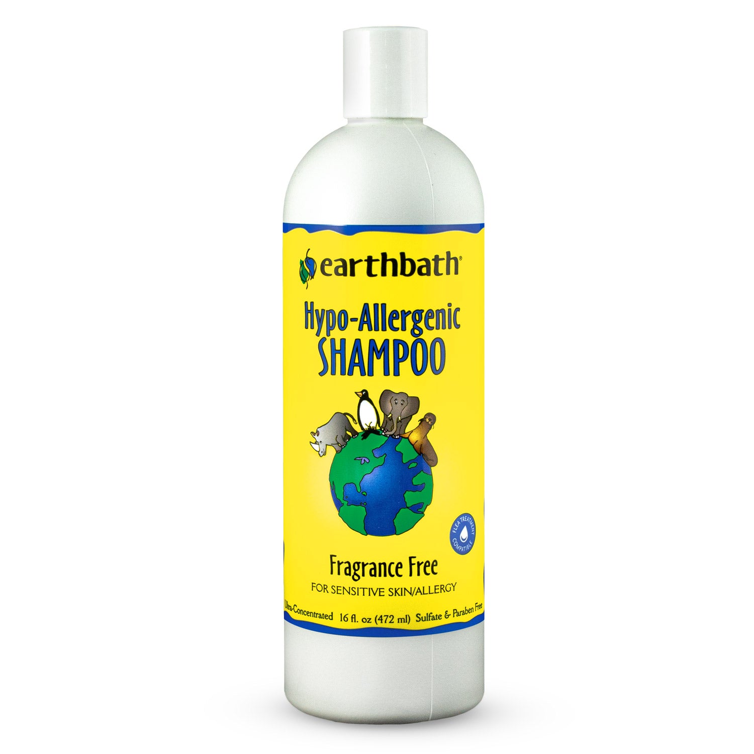 earthbath Hypo-Allergenic Shampoo, Fragrance Free, For Sensitive Skin, Made in USA – 16 oz