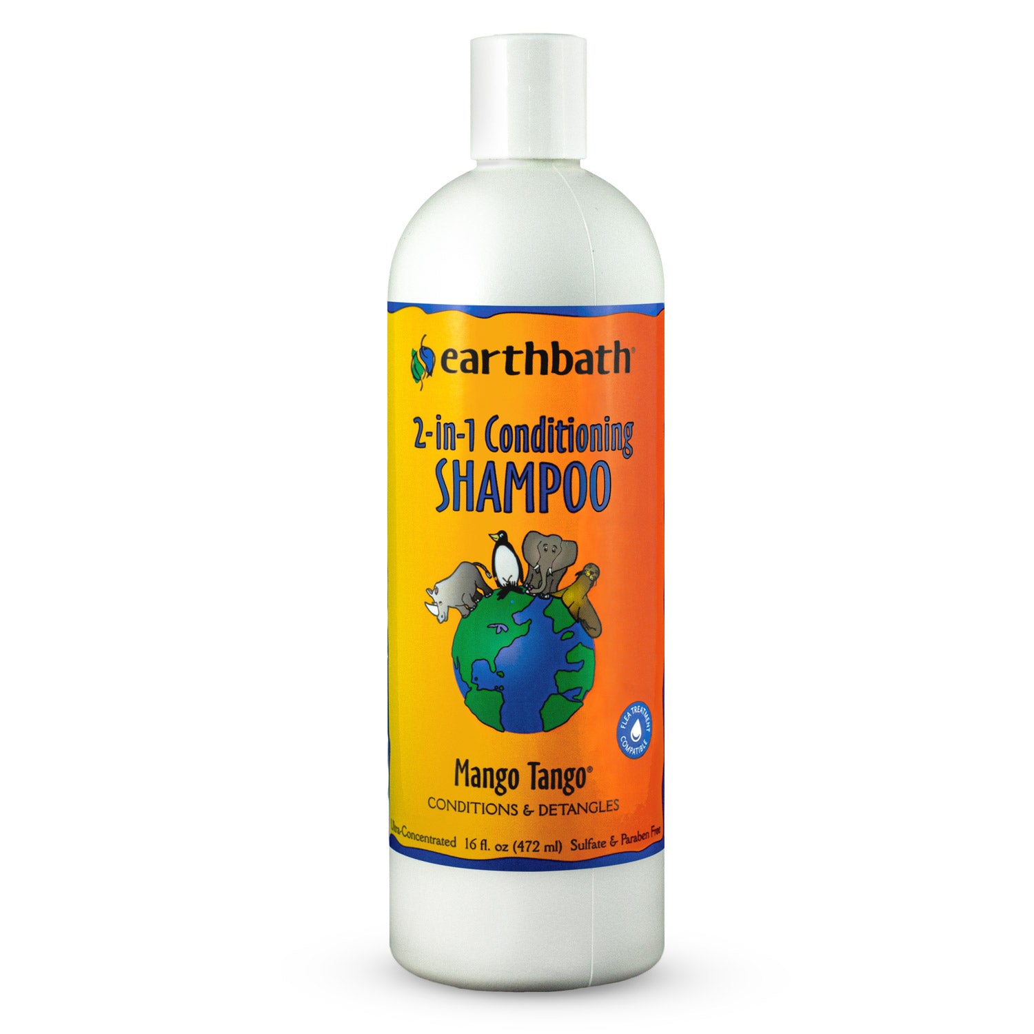 earthbath 2-in-1 Conditioning Shampoo, Mango Tango, Conditions & Detangles, Made in USA, 16 oz