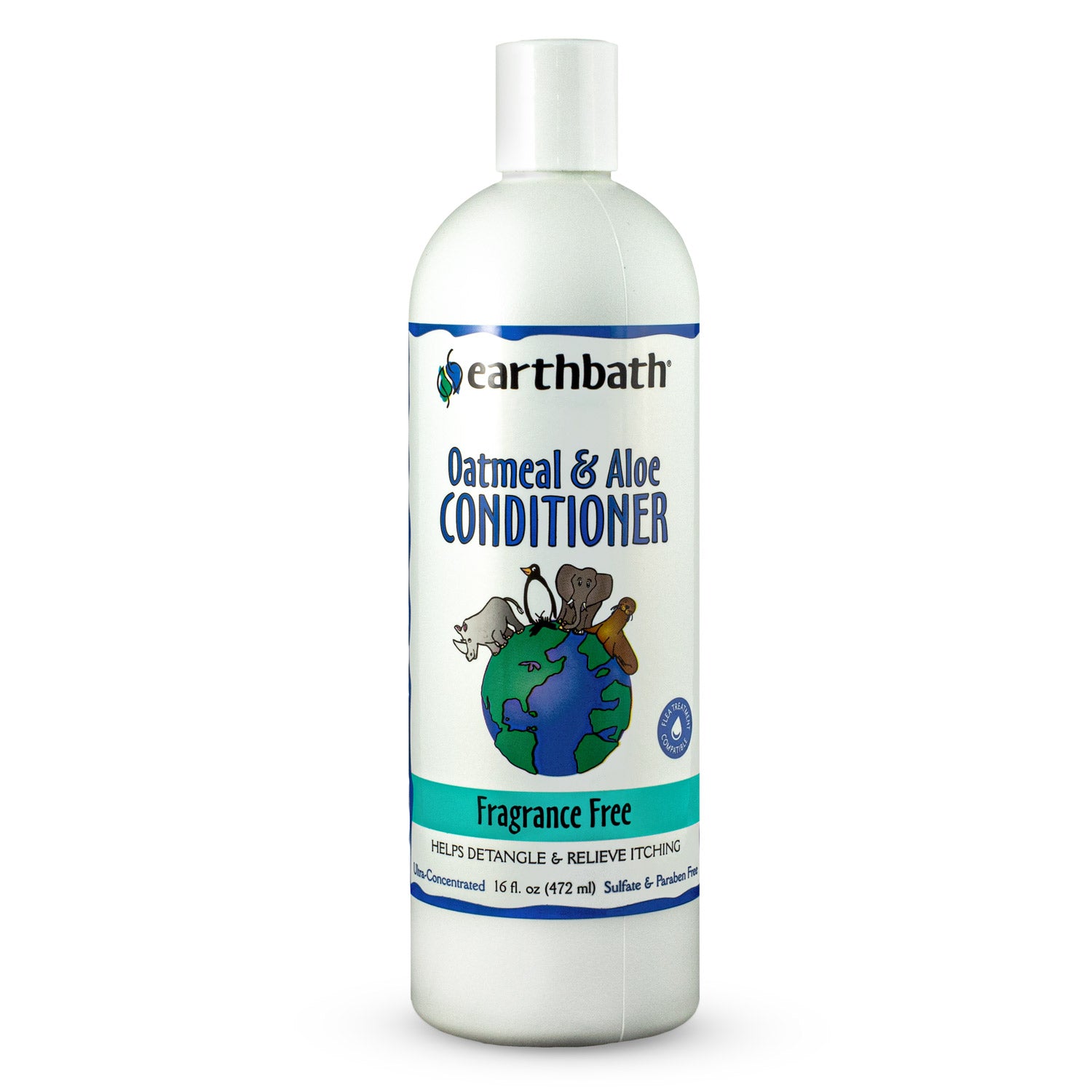earthbath Oatmeal & Aloe Conditioner, Fragrance Free, Helps Relieve Itchy Dry Skin, Made in USA, 16 oz