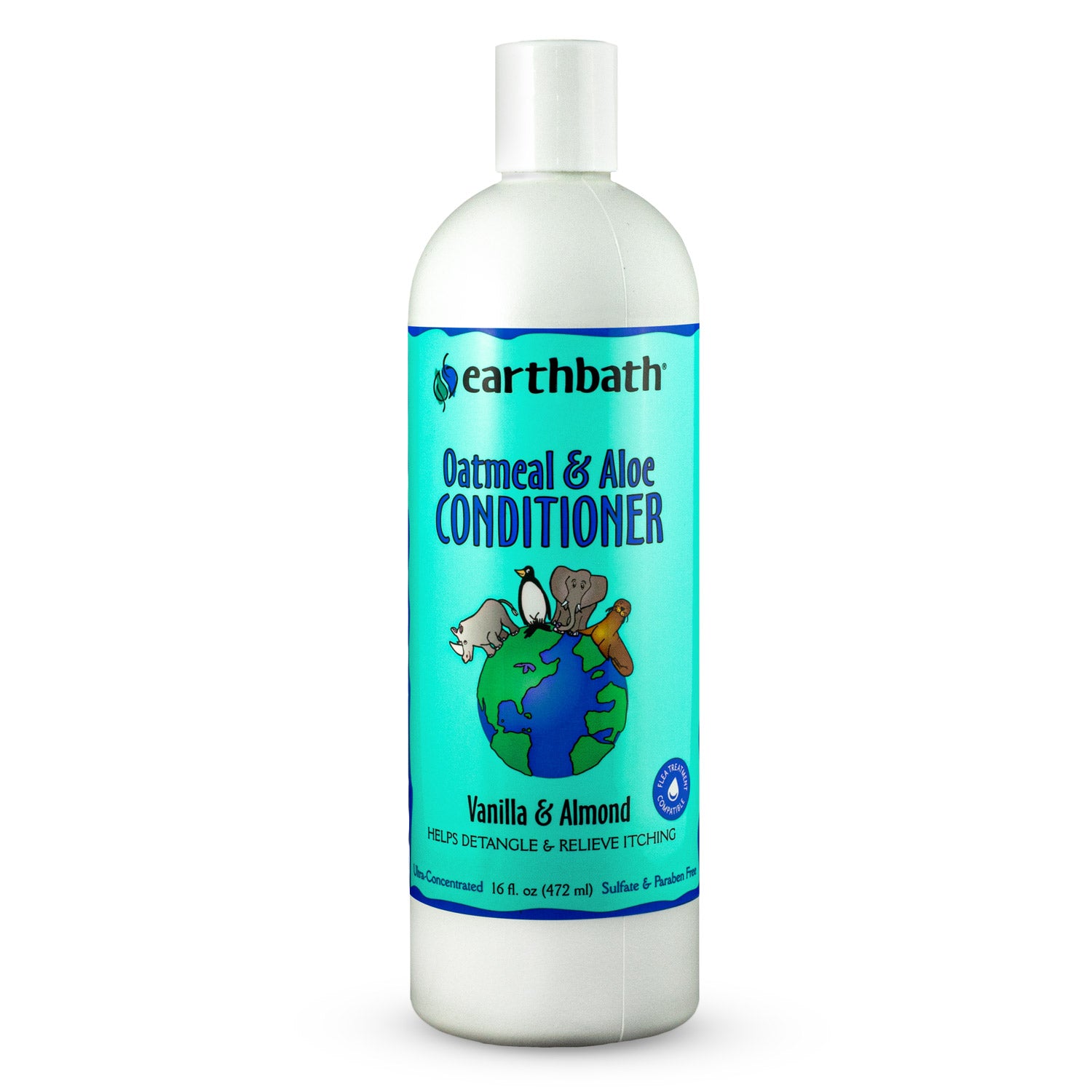 earthbath Oatmeal & Aloe Conditioner, Vanilla & Almond, Helps Relieve Itchy Dry Skin, Made in USA, 16 oz