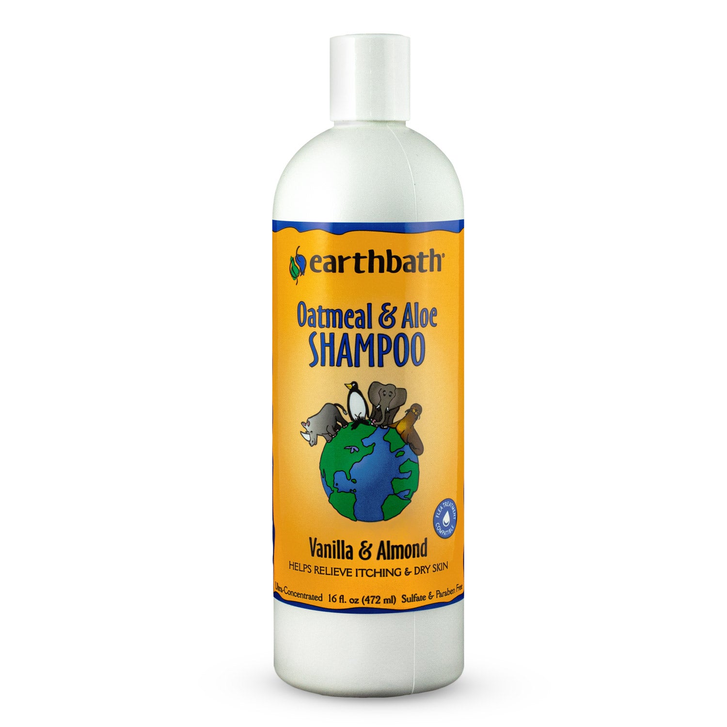 earthbath Oatmeal & Aloe Shampoo, Vanilla & Almond, Helps Relieve Itchy Dry Skin, Made in USA, 16 oz