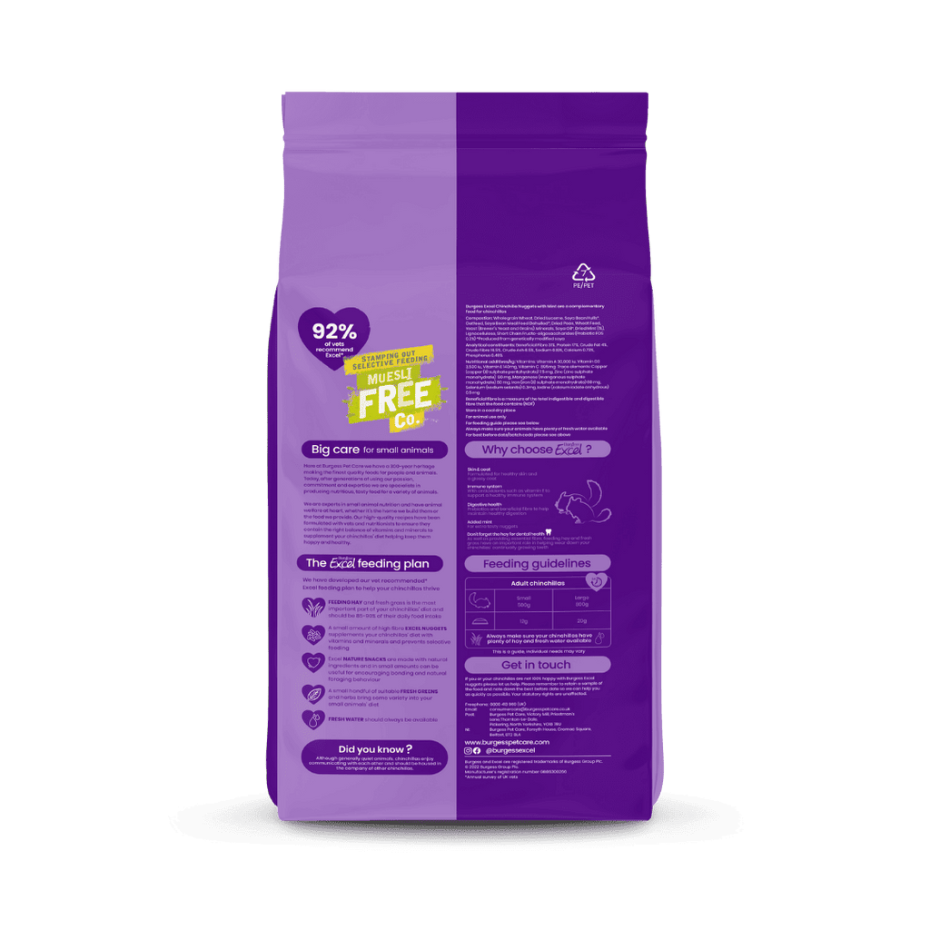 Burgess Excel Nuggets for Adult Chinchilla - 1.5KG