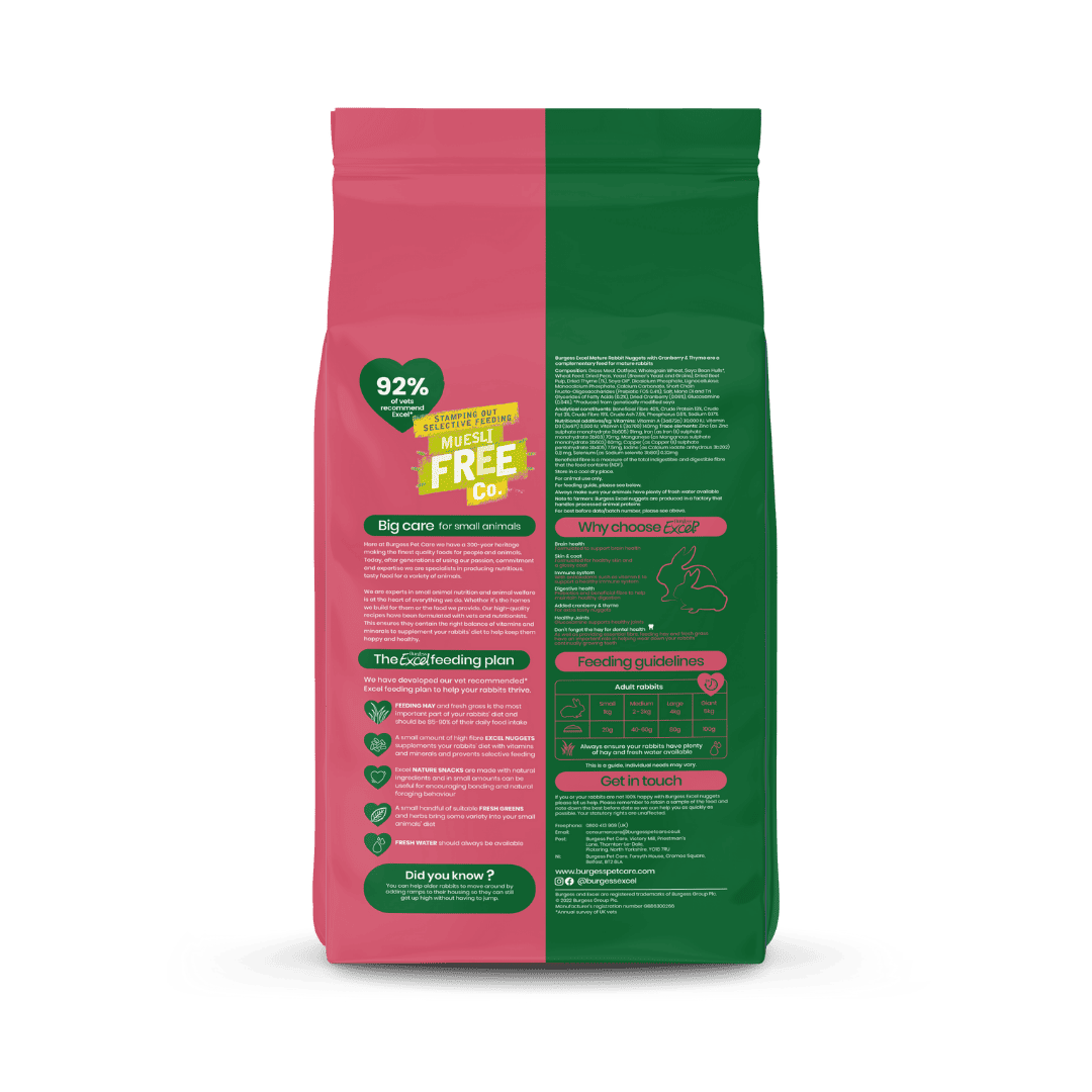 Burgess Excel Nuggets with Cranberry & Thyme for Mature Rabbit - 1.5KG