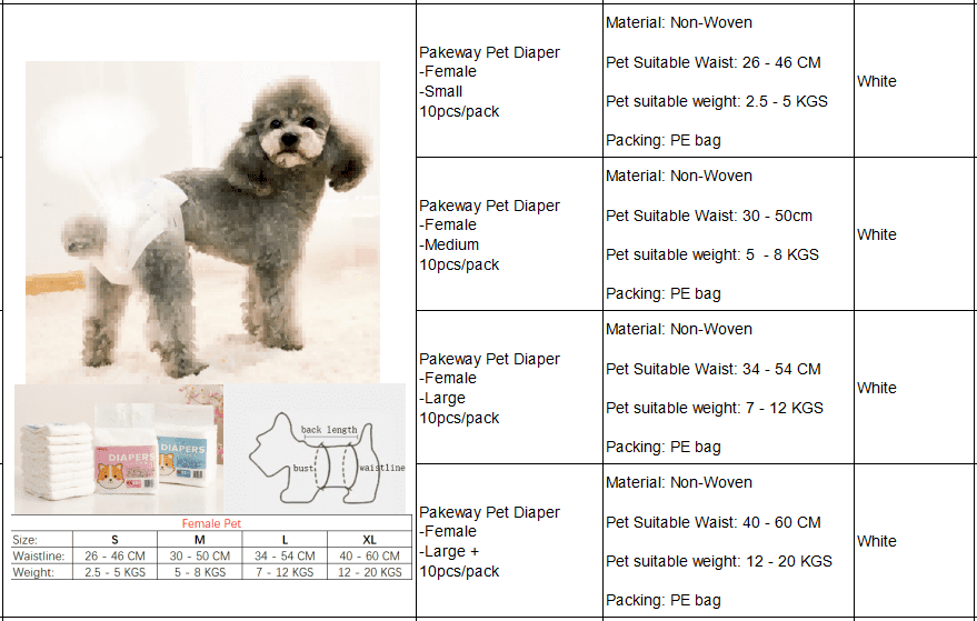 Pakeway Female Dog Pet Diaper-Extra Large(40-60Cm) -10pcs/pack