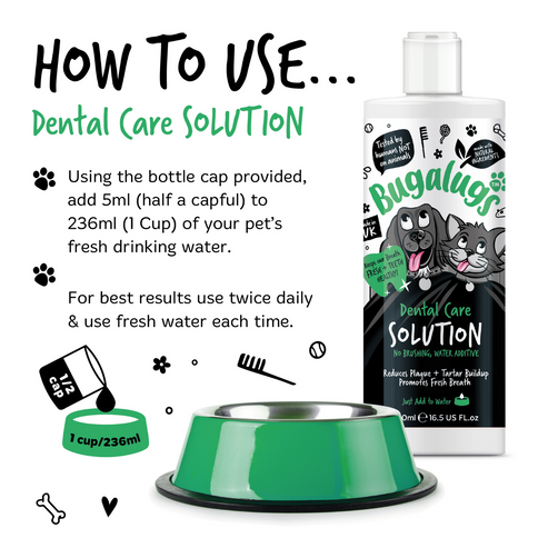 Bugalugs Dental Care Water Additive  for Dogs & Cats - 490ML