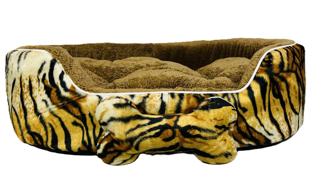 Coco Kindi Soft Printed Oval Fur Bed – Size 3(Mixed Colors,66×55 ×16 cm)
