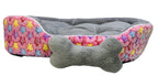 Coco Kindi Printed Washable Oval Fur Pet Bed – Size 2(Mixed Colors)