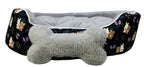 Coco Kindi Printed Washable Oval Fur Pet Bed – Size 2(Mixed Colors)