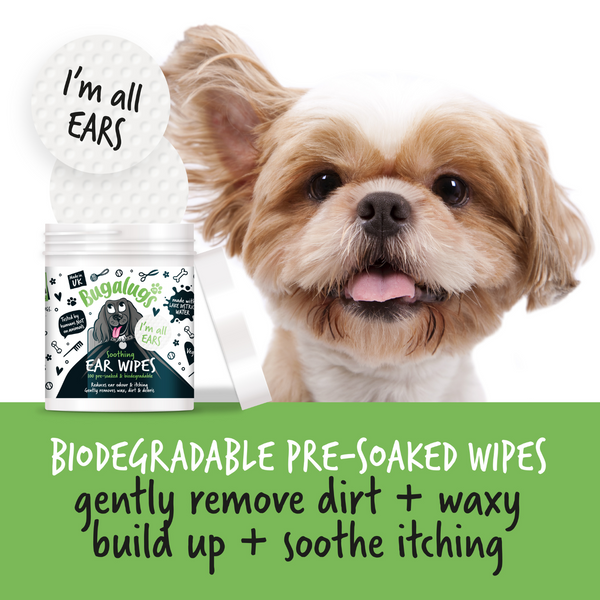 Bugalugs Soothing Biodegradable Ear Wipes for Cats - 100WIPES