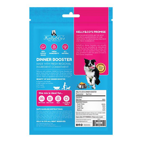 KELLY & CO'S  Freeze Dried Dinner Booster For Dog Beef Liver Topper -50g