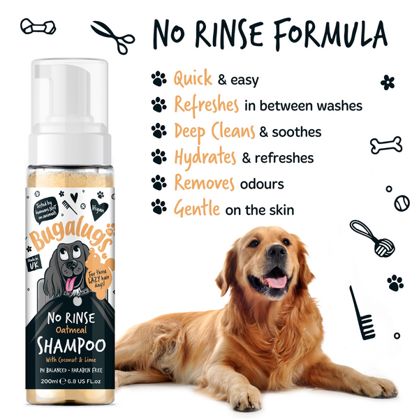 Bugalugs Oatmeal with Coconut & Lime Paw Cleaner No Rinse Foam Shampoo - 200ML