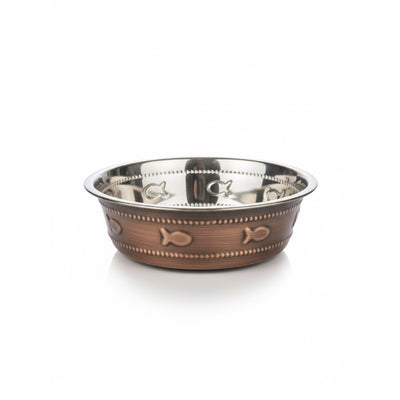 Premium Bowl Fish Embossed – Antique Copper — 260 ML