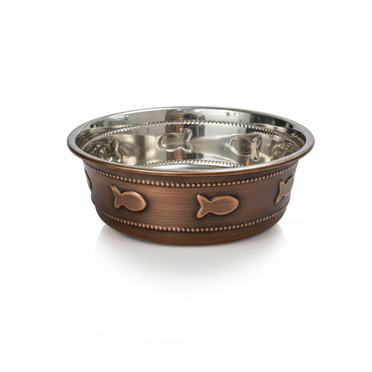 Premium Bowl Fish Embossed – Antique Copper — 470 ML