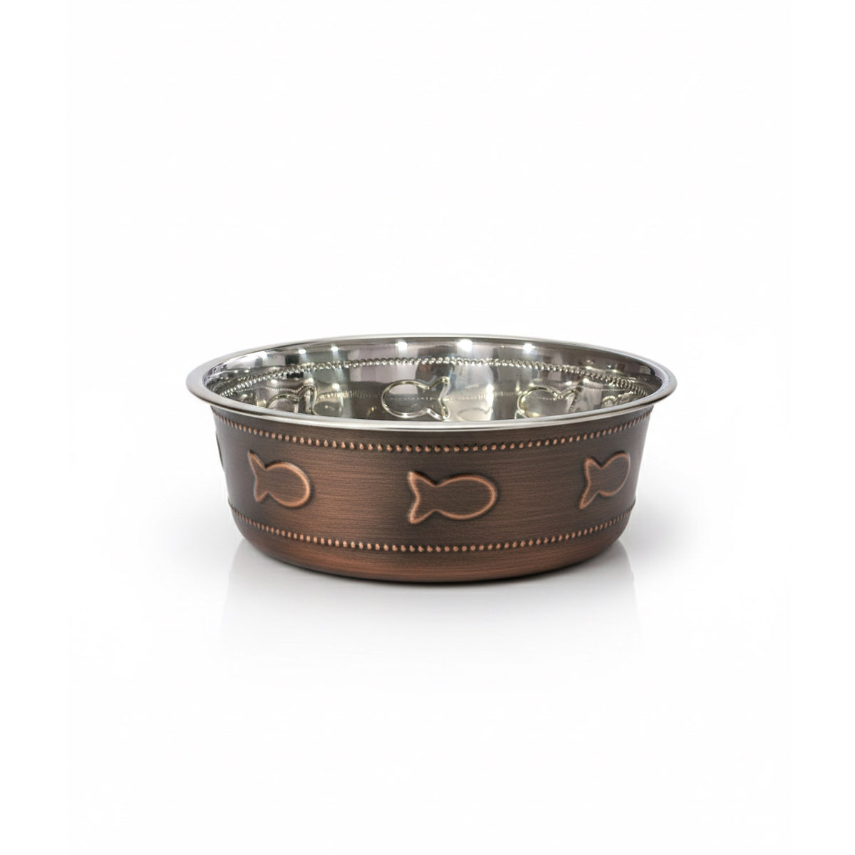 Premium Bowl Fish Embossed – Antique Copper — 950 ML